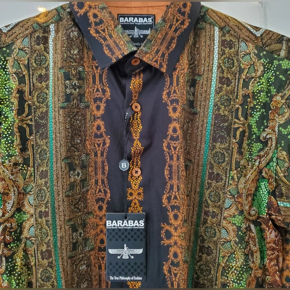 NWT Barabas Virago Stone Rhinestone Long Sleeve Shirt Size M - Picture 7 of 11